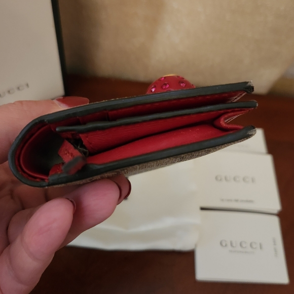 Gucci GG Supreme Monogram Cherry Embellished Card Case Wallet - Picture 4 of 10